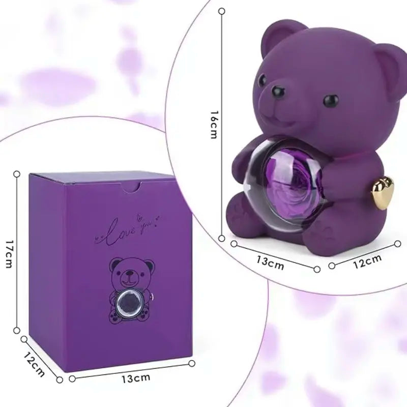 💜 Hgfnvllc® Eternal Love Rose Bear ✨ Romantic Preserved Rose Teddy Bear Gift Box for Her-LUN