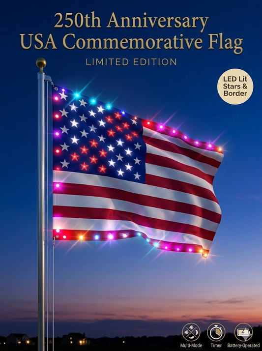 Last Day 49% OFF🔥 🦅 Illuminated 250th Anniversary USA Commemorative Flag - Premium LED Edition (3x5 Ft) -Bestseller-LUN