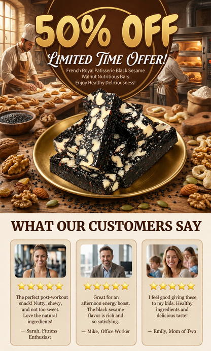 Mulberry Rehmannia & Black Goji Sesame Cake – Soft Herbal Nut Snack, Low Sugar Energy Bar-LUN