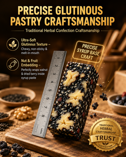 Mulberry Rehmannia & Black Goji Sesame Cake – Soft Herbal Nut Snack, Low Sugar Energy Bar-LUN