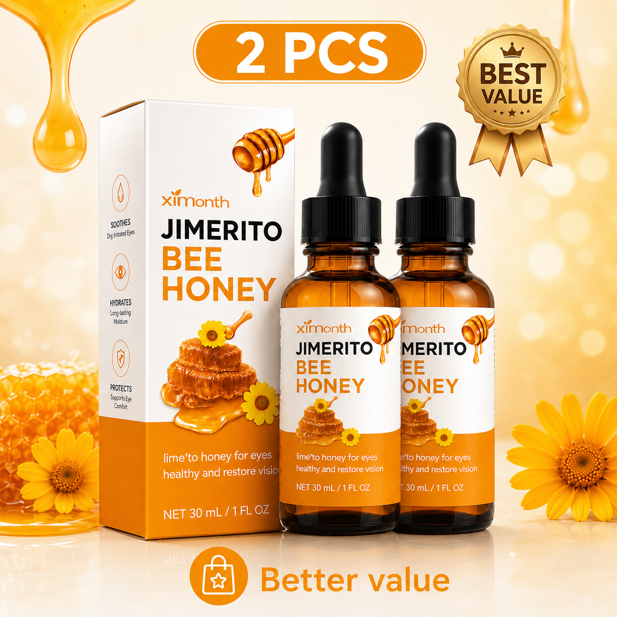 🍯 Hgfnvllc® HoneyVue Refresh Eye Drops 💧 Gentle Moisture for Tired Eyes -LUN
