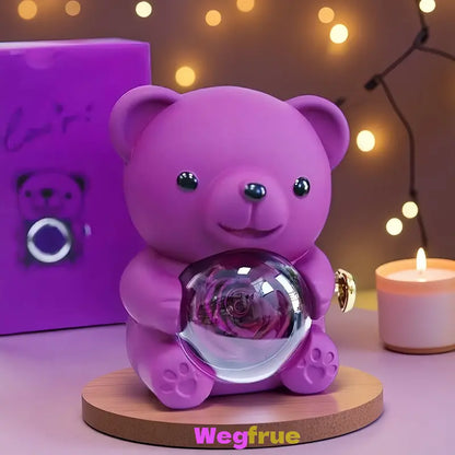💜 Hgfnvllc® Eternal Love Rose Bear ✨ Romantic Preserved Rose Teddy Bear Gift Box for Her-LUN