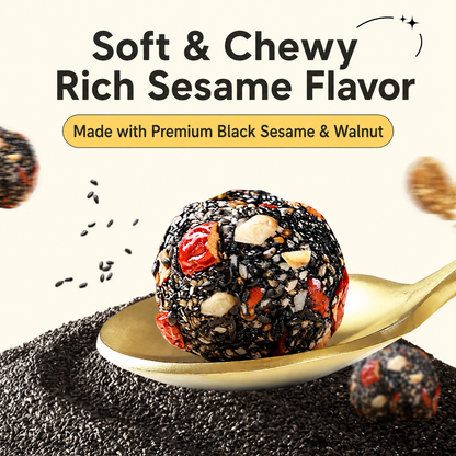 Intangible Heritage 5-Treasure Black Sesame Balls – Nine-Steamed & Nine-Sun-Dried Traditional Craft & Repair Damaged Hair&Promote Sleep-LUN