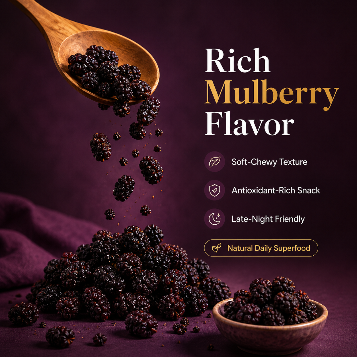 Dried Mulberries – Nourish Liver & Kidney, Darken Hair, Perfect for Night Owls-LUN
