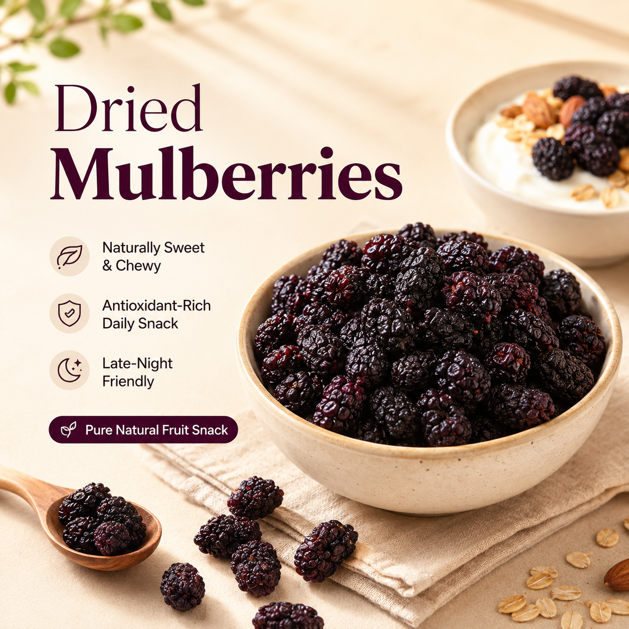 Dried Mulberries – Nourish Liver & Kidney, Darken Hair, Perfect for Night Owls-LUN