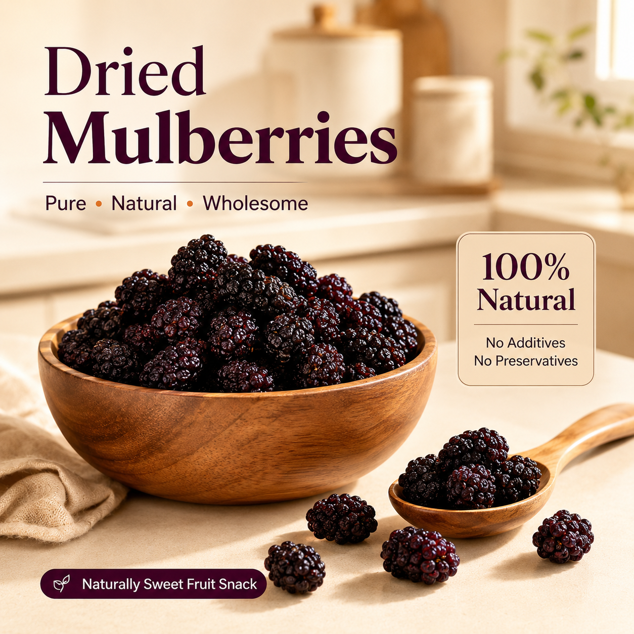 Dried Mulberries – Nourish Liver & Kidney, Darken Hair, Perfect for Night Owls-LUN