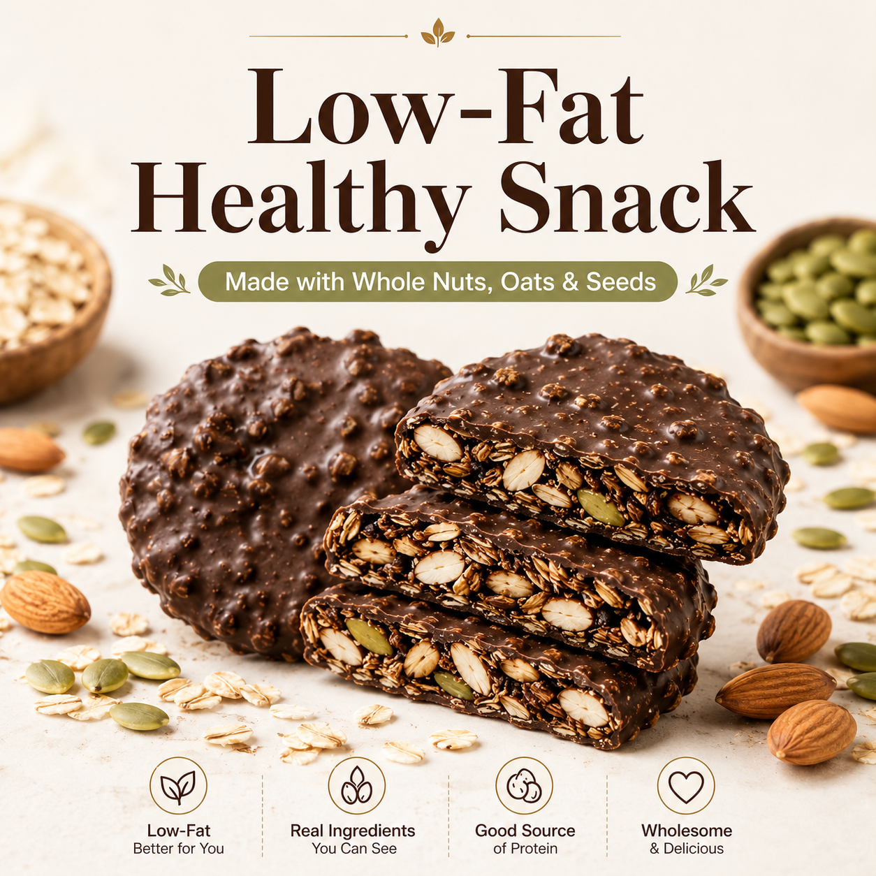 🍫 Nama Chocolate Nut Oat Crisps – Low-Fat Crunchy Snack with Whole Nuts & Oats 🌾-LUN