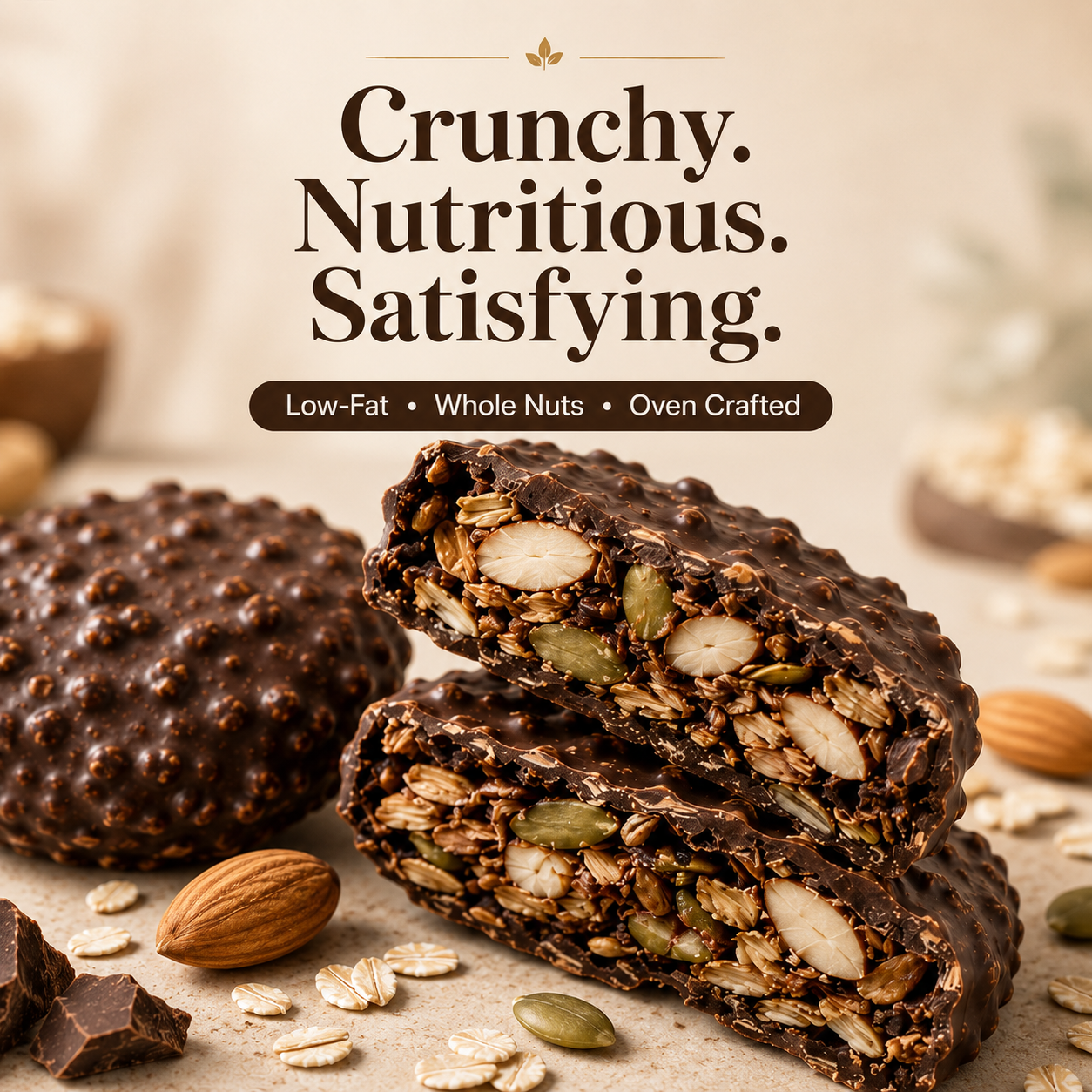 🍫 Nama Chocolate Nut Oat Crisps – Low-Fat Crunchy Snack with Whole Nuts & Oats 🌾-LUN