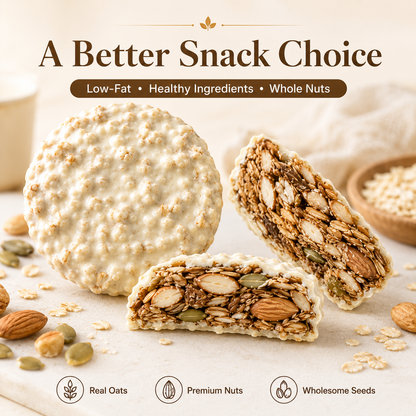 🍫 Nama Chocolate Nut Oat Crisps – Low-Fat Crunchy Snack with Whole Nuts & Oats 🌾-LUN