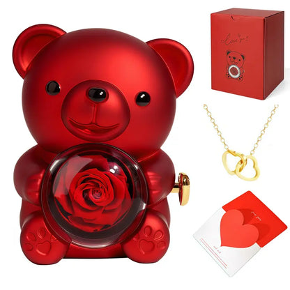 💜 Hgfnvllc® Eternal Love Rose Bear ✨ Romantic Preserved Rose Teddy Bear Gift Box for Her-LUN