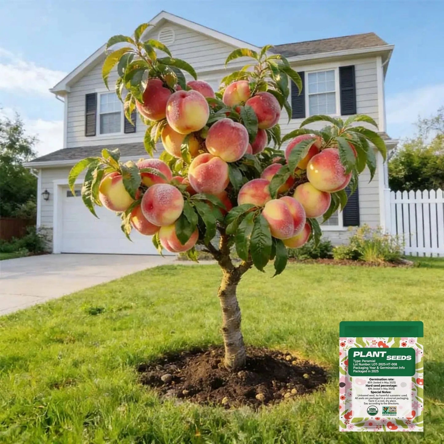 🔥 65K+ SOLD! 🍑 Heirloom "Honey Red" Dwarf Peach Tree Live Seeds-LUN